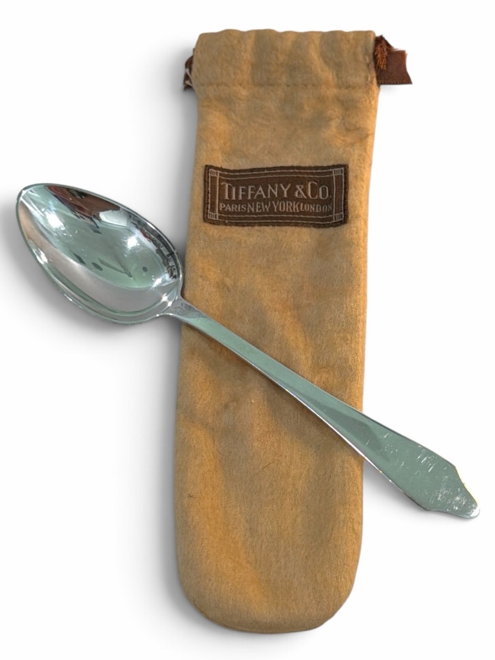 Authentic Vintage Tiffany & Co. Sterling Silver Moore Era Teaspoon 6" With Pouch